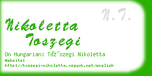 nikoletta toszegi business card